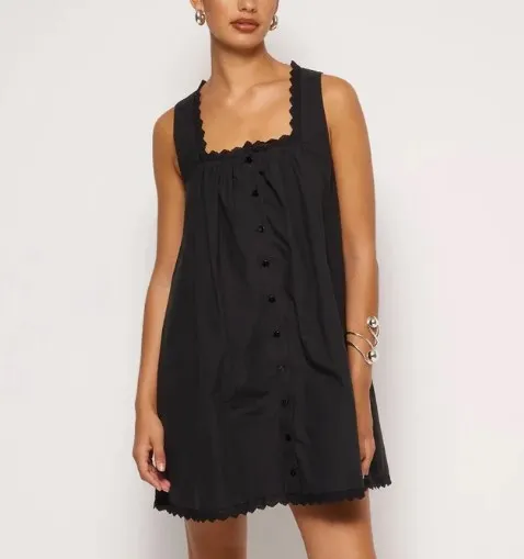 Custom Women's Autumn Sequined Natural Waist Sleepwear Dress Crew Neck Mini Length Breathable