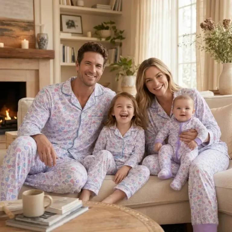 Custom-Womens-Bamboo-Pajamas-Long-Sleeves-New-Design-Valentines-Day-Printing-Comfortable-Casual-Family-Matching-Sleepwear