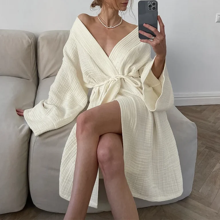 Custom-Womens-Hotel-Robes-Sleepwear-100-Cotton-Long-Loose-Kimono-Bathrobe-Drawstring-Bridesmaid-Seersucker-Robe-Women
