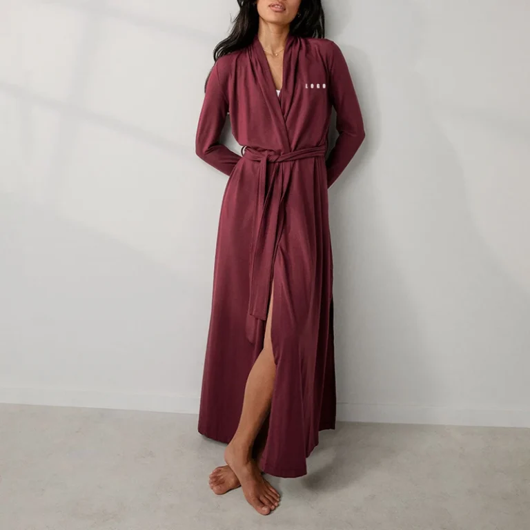 Custom-Womens-Maxi-Sleep-Robes-Cotton-Nightwear-Front-Button-Lounge-Wear-Waist-Belt-Robes-Women-Daily-Lounge-Wear-with-Pockets