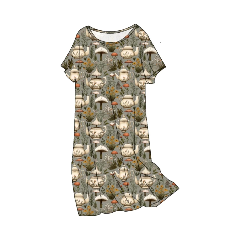 Custom Women's Nightdress Summer Breathable Short Sleeve Adult Women Gown Moomoo