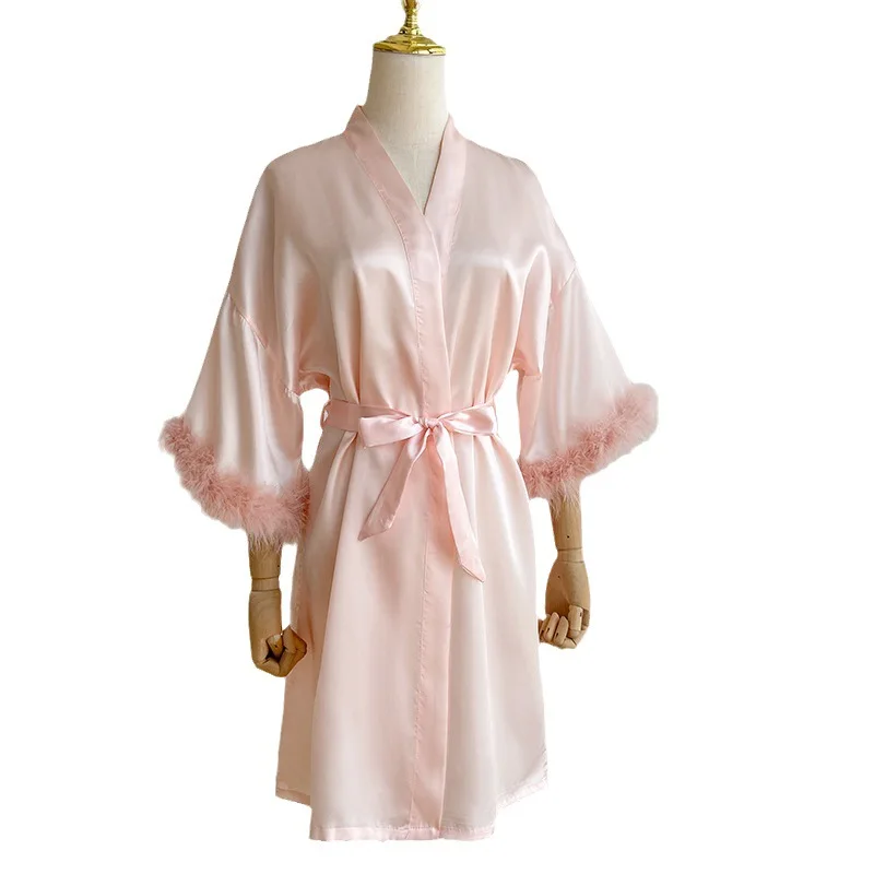 Custom logo Women Night Dress Kimono Satin Robes Women's Sleepwear Luxury Bridesmaid Long Robe Brides Morning Gowns for Women