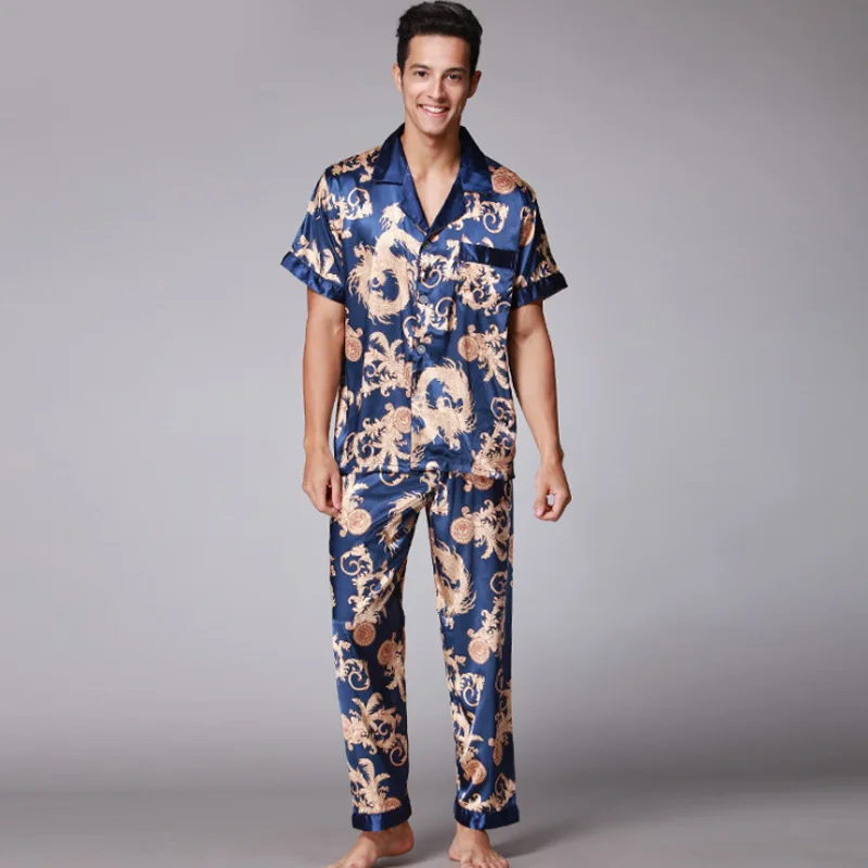 Customizable Men's Printed Milk Silk Home Clothes Short Sleeved Trousers Pajamas Simple Casual Two Piece Suit for Spring ODM