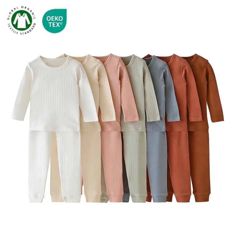 Customizable-New-Style-Honeycomb-Fabric-100-Organic-Cotton-Baby-Pajamas