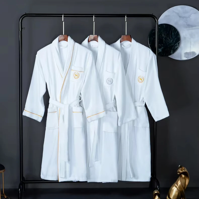 Customizable Personalized Bathrobe Cotton Gauze Fluffy Dressing Gown for Men Women Hotel Spa Luxury Robe with Logo