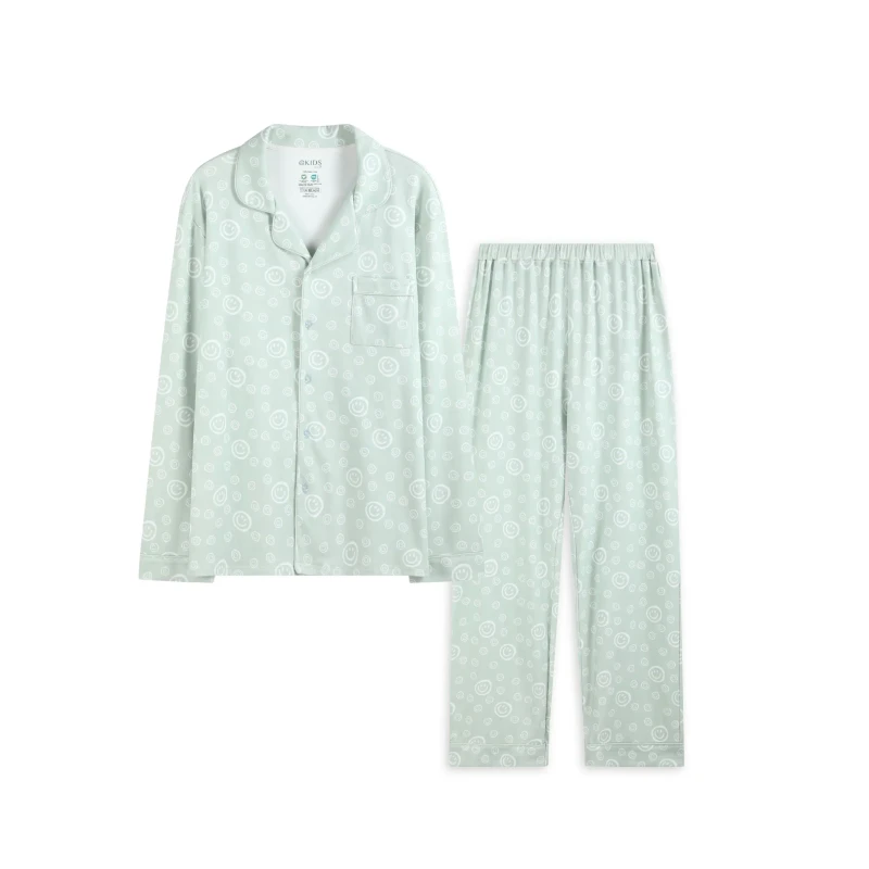 Customizable Printing Cotton Men's Pajamas Button Pajamas Tops Bamboo Sleepwear Men Green Men Pajamas Set