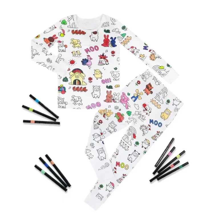 Customize-Kids-DIY-Doodle-Sleepwear-Bamboo-Baby-Coloring-2-Piece-PJs-Set-Children-Colorable-Pajamas-Coloring-Pajamas-for-Kids