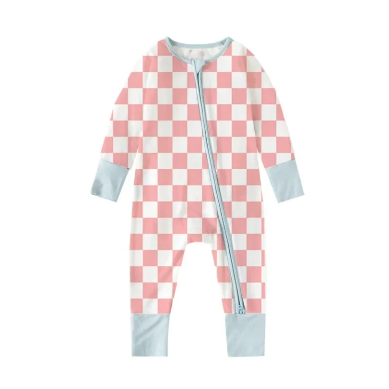 Customize-Solid-Color-Plaid-Baby-Pajamas-Bamboo-Kids-Clothes-Toddler-Childrens-Sleep-Wear-New-Born-Baby-Rompers
