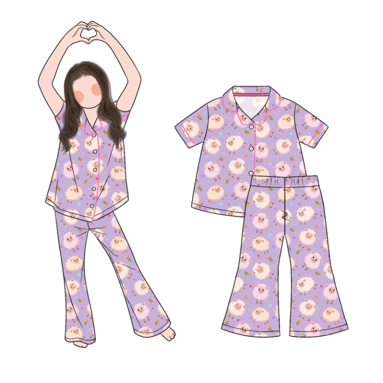 Customized-2pcs-Pajama-Bamboo-Sleepwear-Girls-Kids-Child-Clothing-Designs-Long-Pants-Short-Sleeve-Custom-Pajamas