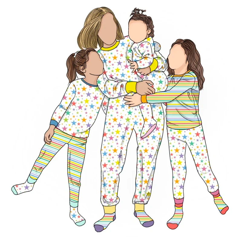 Customized 3pcs Long Sleeve Tops and Pant Mommy and Me Matching Outfits Family Matching Pajamas Sets