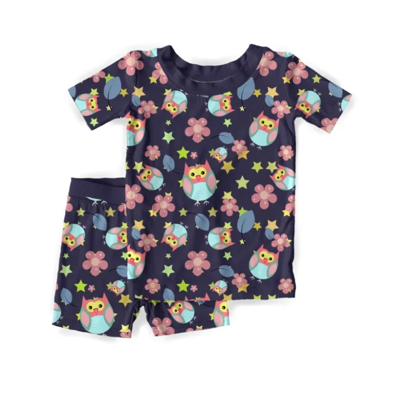 Customized-Childrens-Bamboo-Clothing-Summer-Short-Sleeve-Printed-Soft-Baby-Bamboo-Pajamas