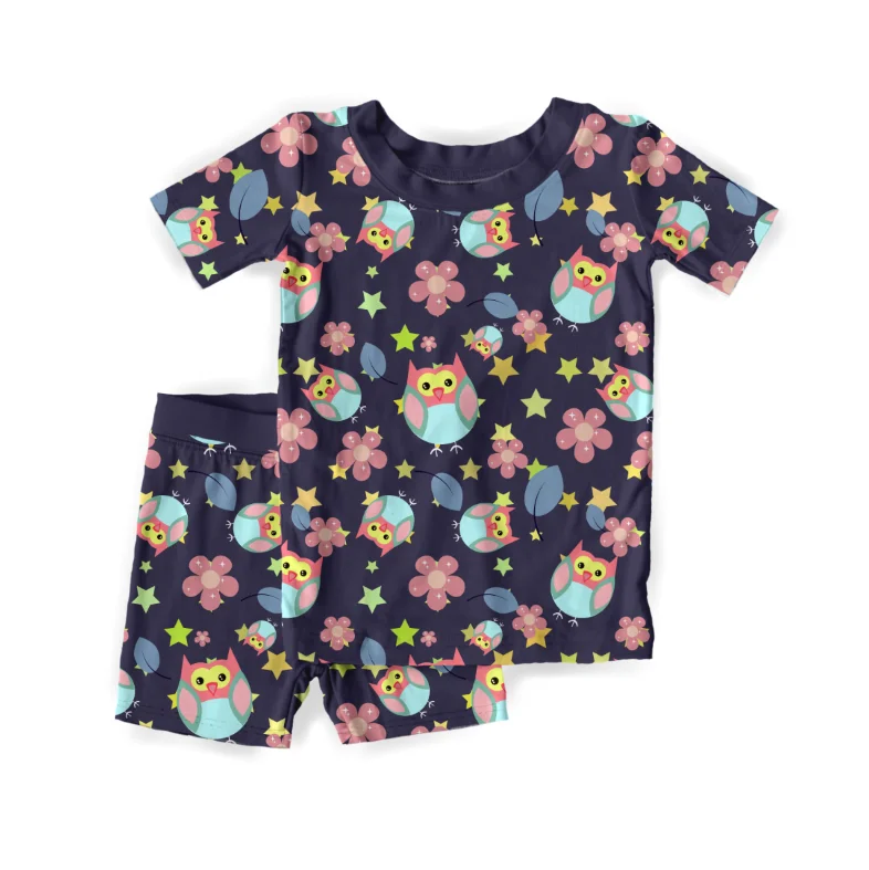 Customized Children's Bamboo Clothing Summer Short Sleeve Printed Soft Baby Bamboo Pajamas