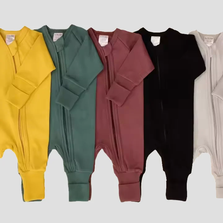 Customized-Fold-Over-on-Feet-Plain-Organic-Cotton-Baby-Clothes-Romper-Jumpsuit-Baby-Footed-Onesie-Pajama-Baby-Clothes-Girls