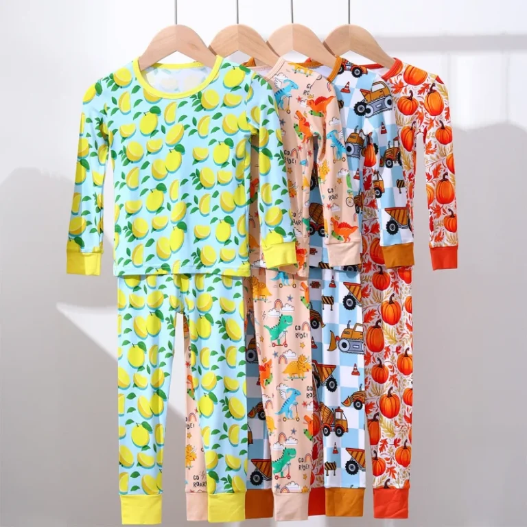 Customized-Logo-Pattern-Spring-Children-Unisex-Lounge-Set-Long-Sleeve-Two-Piece-Toddler-Pajama-Sets-Bamboo-Spandex-Eco-Friendly