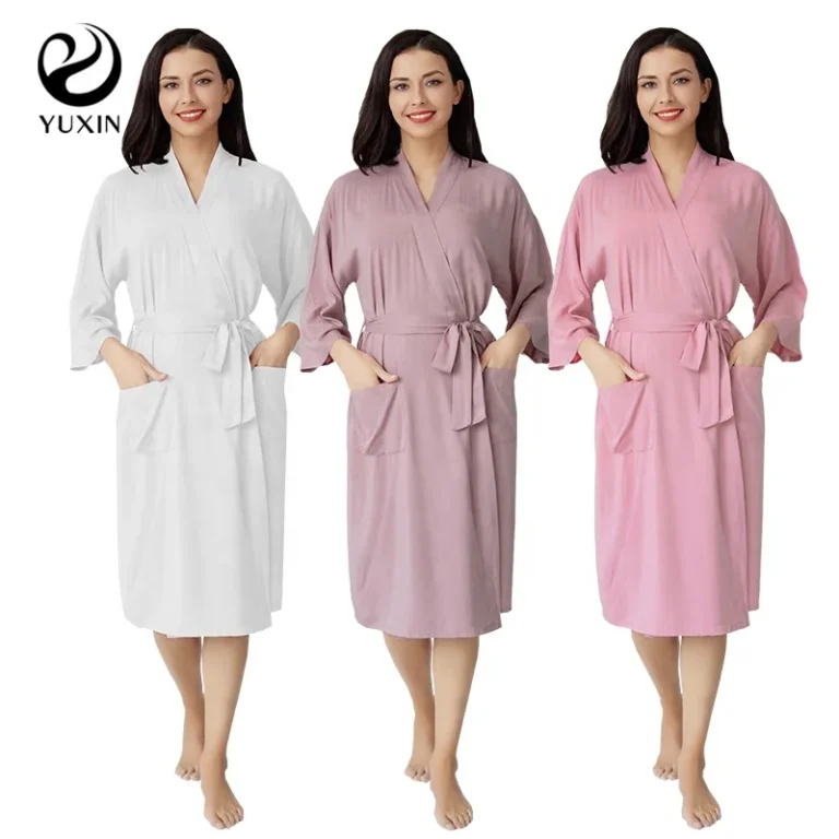 Customized-Maternity-Rayon-Robe-Womens-Plain-Nightgown-100-Rayon-Cotton-Bathrobe
