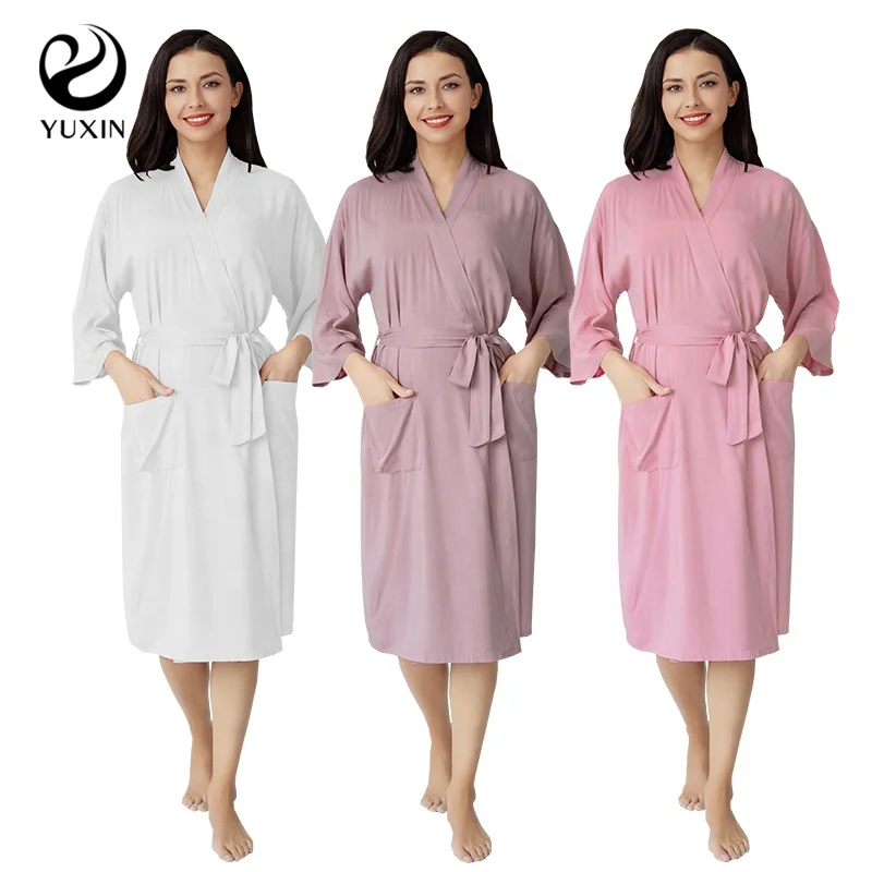 Customized Maternity Rayon Robe Women's Plain Nightgown 100% Rayon Cotton Bathrobe