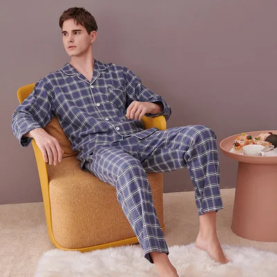 Customized Men's Flannel Plaid Pyjamas 100% Cotton Casual Long Sleeve Pajama or Shorts with Cotton Shirt