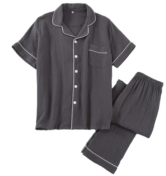 Customized Men's Short Sleeved Pajamas 100% Cotton Breathable