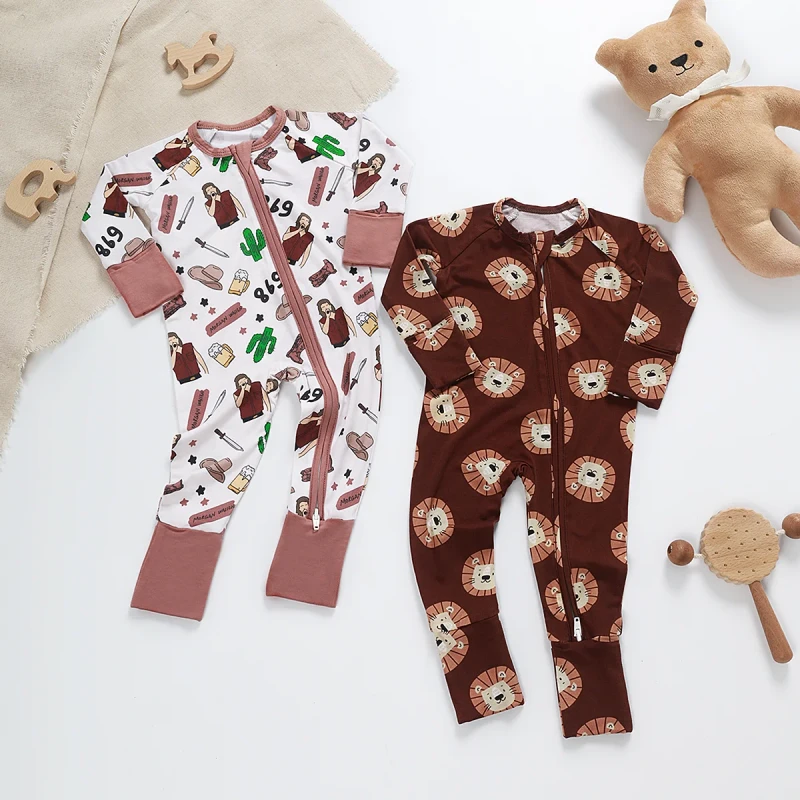 Customized Organic Bamboo Baby Bodysuit Romper Knitted Jumpsuit Pajama Newborn Sleeper Clothes Infant Onesie Romper