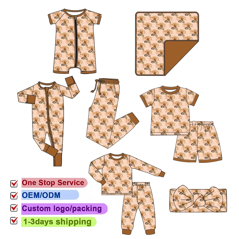 Customized Print Bamboo Baby Romper Sleeper Romper Baby Bamboo Pajamas Toddler Kid Onesies Bamboo Pajamas Baby