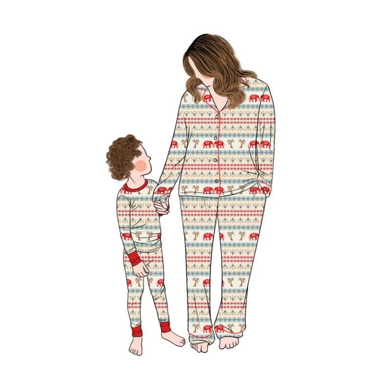 Customized-Printed-Bamboo-Mommy-and-Me-Family-Matching-Outfits-2pcs-Pajamas-Set-for-Kids-Women-Family