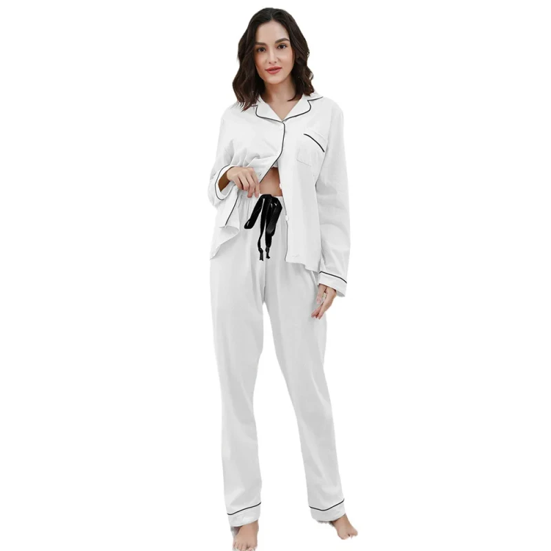 Customized Women Pajamas Long Sleeve Modal Fiber Solid Color Custom Pajamas Sleepwear Cotton Winter Autumn Spandex Pyjamas
