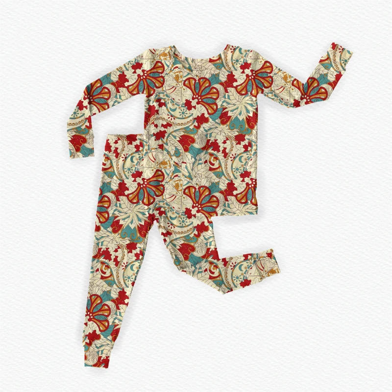 Cute Design Bamboo Baby Girl Sleepwear Long Sleeve Summer Girls Pajama Sets Custom Newborn Baby Clothes Set Printed Sleepsuit
