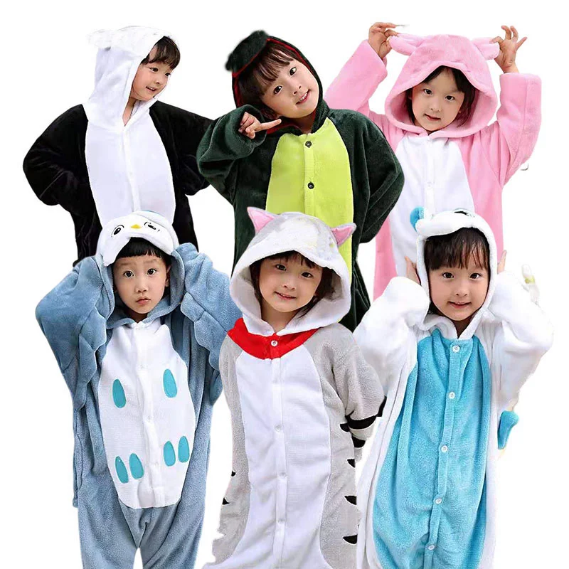Cute Kids Animal Onesie Pijama Woven for Kigurumi for Girls Stitch Macaco Stitch Lilo Cartoon Panda Ropa Para Nios for Home Part