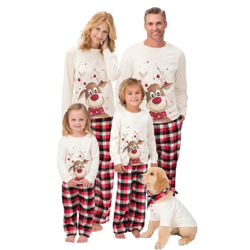 DDP Heat Transfer Printed Thermal Elegant Christmas Family Parent Child Pajamas Set Soft Pants Pyjamas Matching