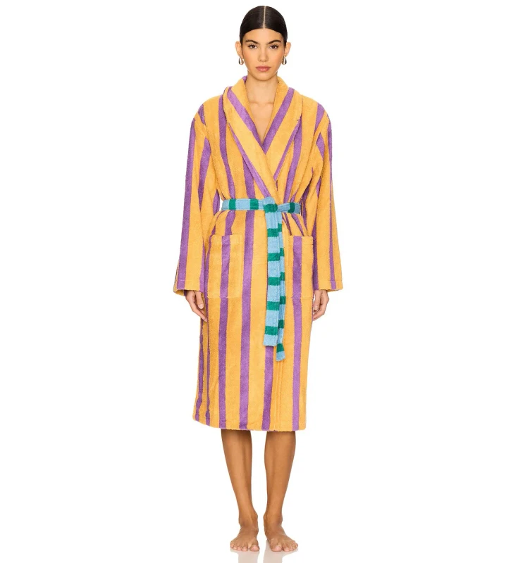 Design-Custom-Luxury-Cotton-Striped-Women-Cloth-Robe