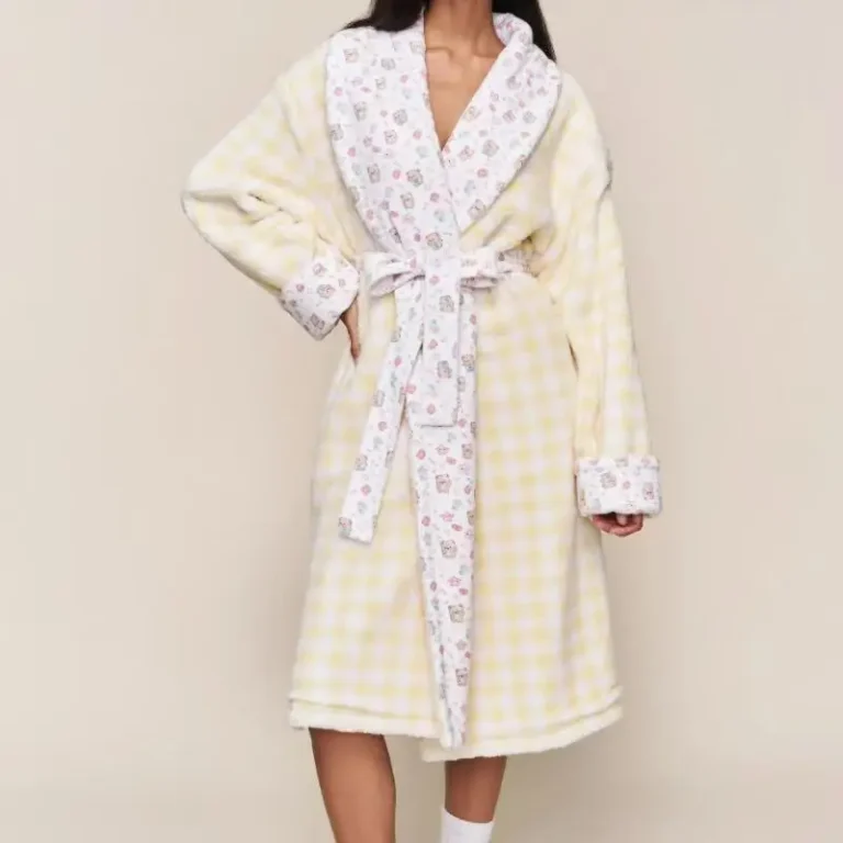 Double-Sided-Reversible-Bathrobe-Womens-Spa-Robe-Long-Soft-Terry-Lined-Bath-Towel-with-Quick-Dry-Feature