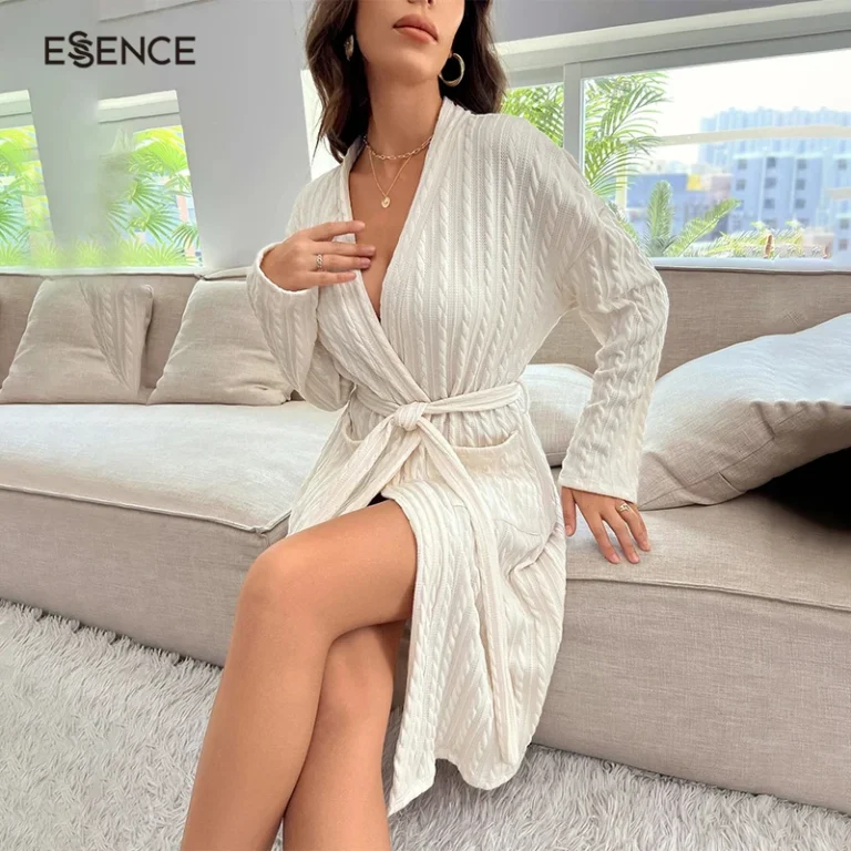 Drop-Shoulder-Cable-Knit-Robes-Belted-Custom-Women-Cotton-Robes