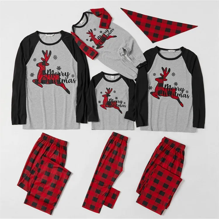 Dropshipping-Factory-Price-Family-Christmas-Pajamas-Knitted-Front-Logo-Long-Sleeve-with-Pants-Matching-Outfits-Clothing