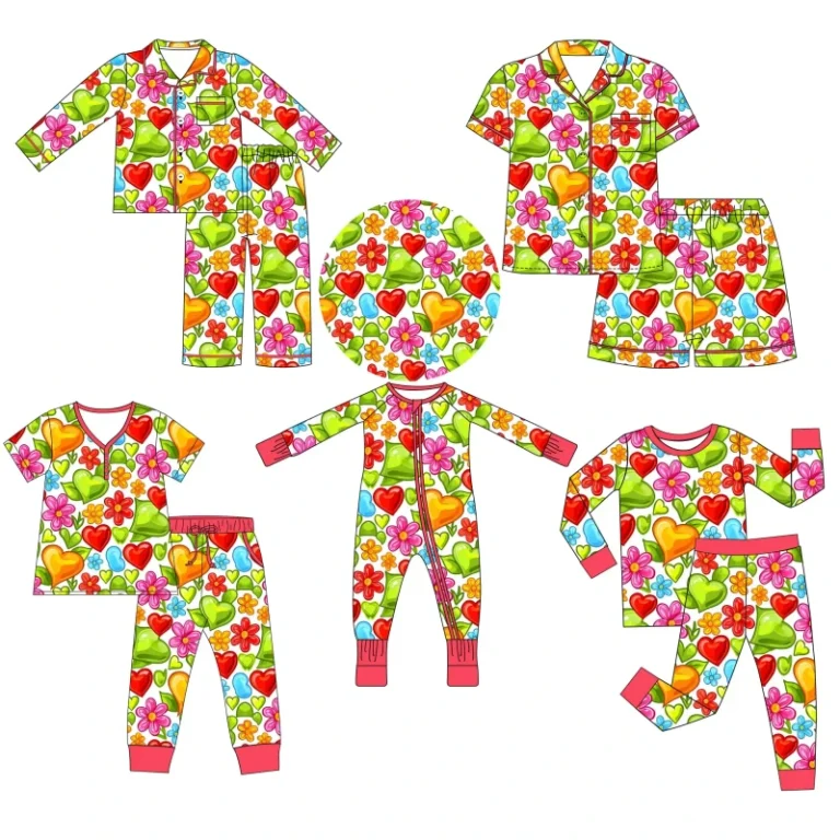 Eco-friendly-Bamboo-Water-Print-Baby-Custom-2-Piece-Breathable-Unisex-Plus-Size-Sleepwear-Sets