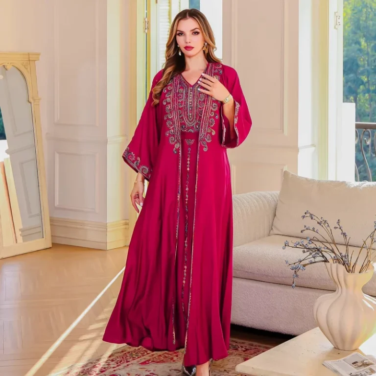 Elegant-Arab-Embroidered-Abaya-Womens-Two-Piece-Festive-Muslim-Robes-Plus-Size-Middle-Eastern-Dresses