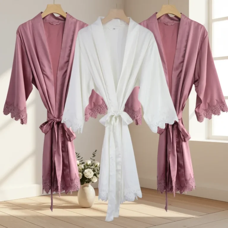 Elegant-Plus-Size-Loose-Bridal-Wedding-Party-Spa-Bridesmaid-Bride-Lace-Trim-Solid-Matte-Satin-Kimono-Robe-Womens-Robes