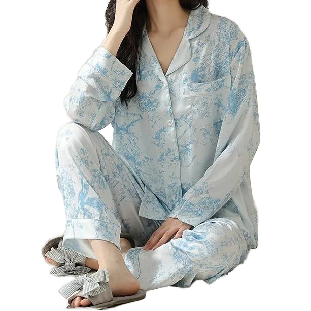 Elegant Satin Pajamas for Women Luxurious Ice Touch Fashion Casual Set for Spring Sleep and Home Activities