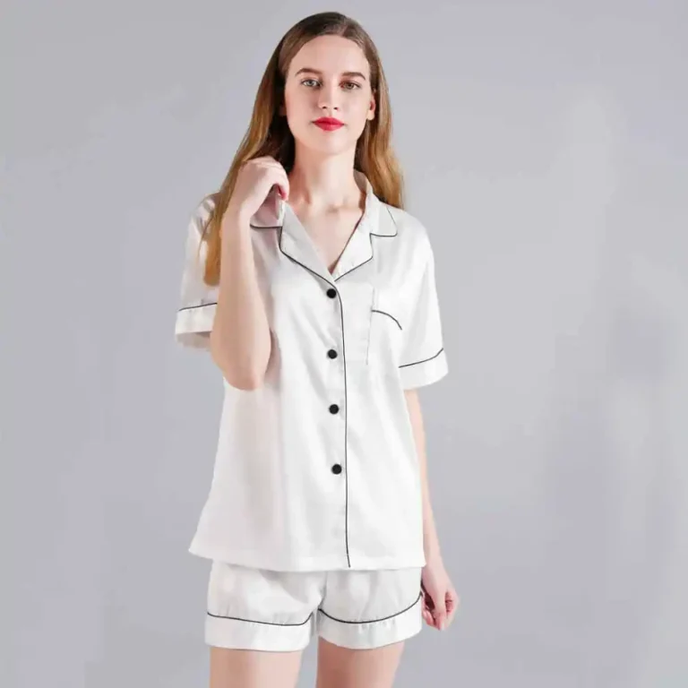 Elegant-Thermal-Woven-Plus-Size-Pajamas-Set-Spandex-Polyester-Short-sleeved-Shirts-and-Shorts-Omen-Sleepwear