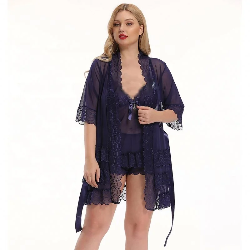 Elegant Women Nightdress Lace Sexy Lingerie Underwear See Through Nightrobe Home Cloth Pajamas