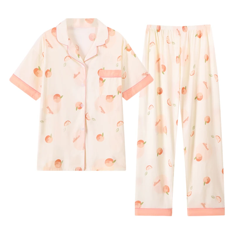 Elegant Women's Short-sleeve Top and Long Pants Comfortable Outerwear-style Loungewear