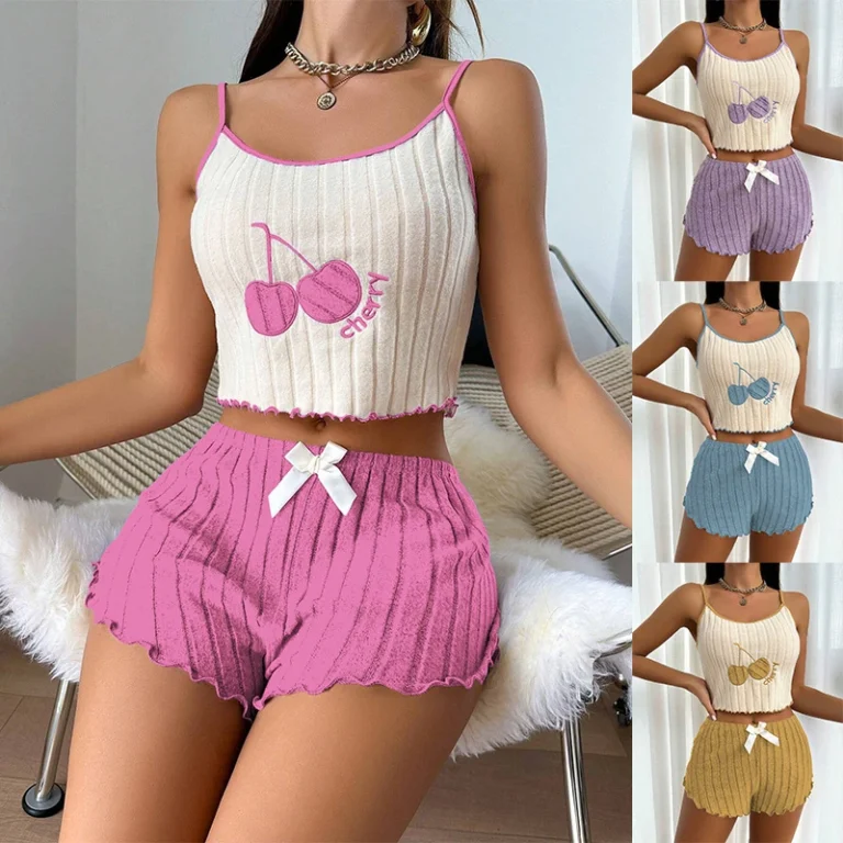 Embroidered-Pajamas-Camisole-Vest-Shorts-Set-Home-Wear-Suitable-for-Women-and-Pregnant-Women
