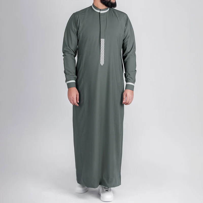 Embroidery Thobe Men Muslim Custom High Quality Men Thobes Islamic Clothing