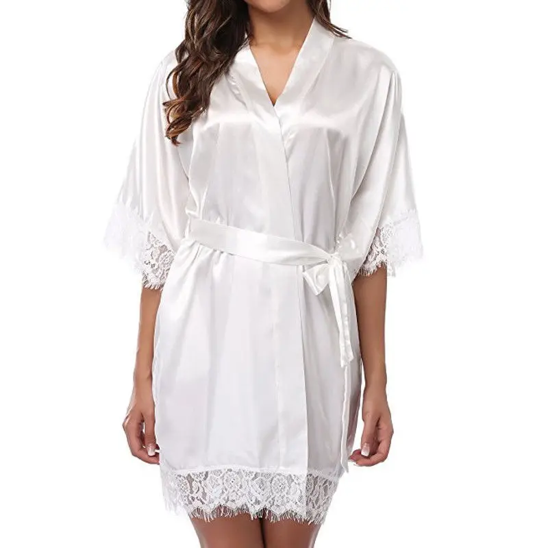 Erotic Plus Size Bathrobe European Style Seductive Lingerie Nightgown Ice Silk Material
