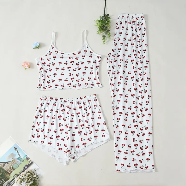 European-American-Womens-Pajamas-Casual-Sexy-Short-Camisole-Top-Shorts-Long-Pants-Homewear-Nightgown-Set-for-Women