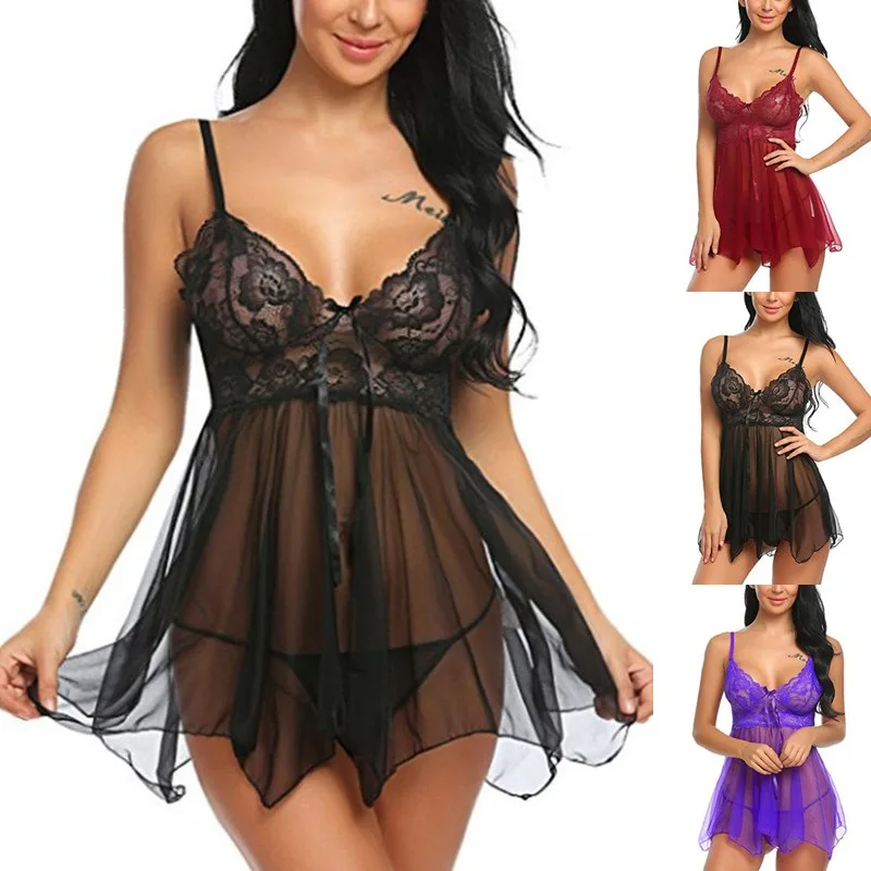FF1780 Sexy Lace Naughty Outfits Babydoll Lingerie Strap Chemise Sleepwear Sexy Mesh Lingerie for Women