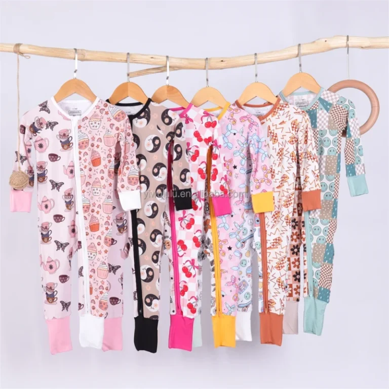 Fabric-Soft-Safe-Custom-Printed-Long-Sleeve-Bamboo-Baby-Romper-with-Two-Way-Zippy-Baby-Bamboo-Pajamas