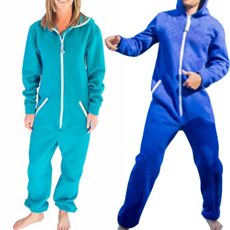 Factory Custom Adult Unisex Jumpsuits Men & Women Cotton Polyester Hoodies Onesie
