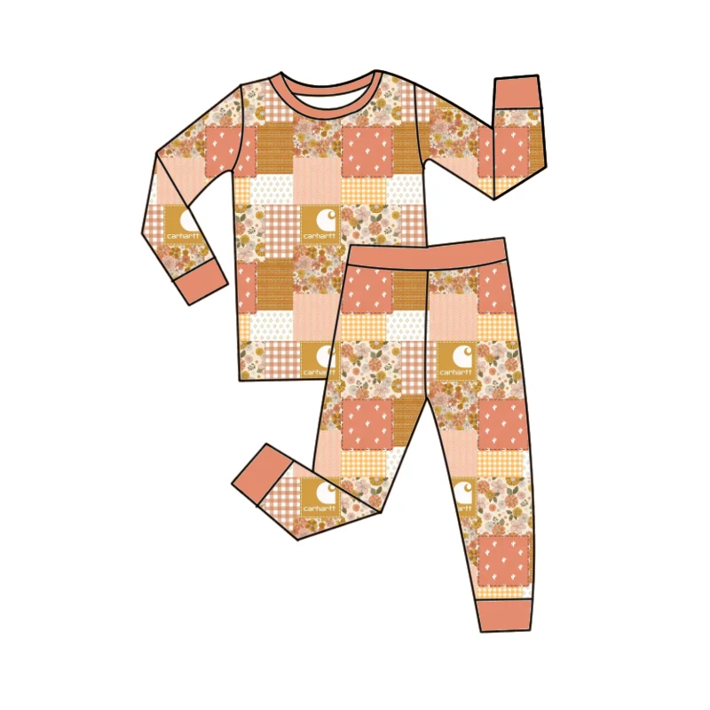 Factory Custom Bamboo Western Printed Long Sleeve Sleepwear Sets for Kids Children Pajamas Two Pieces Outfit