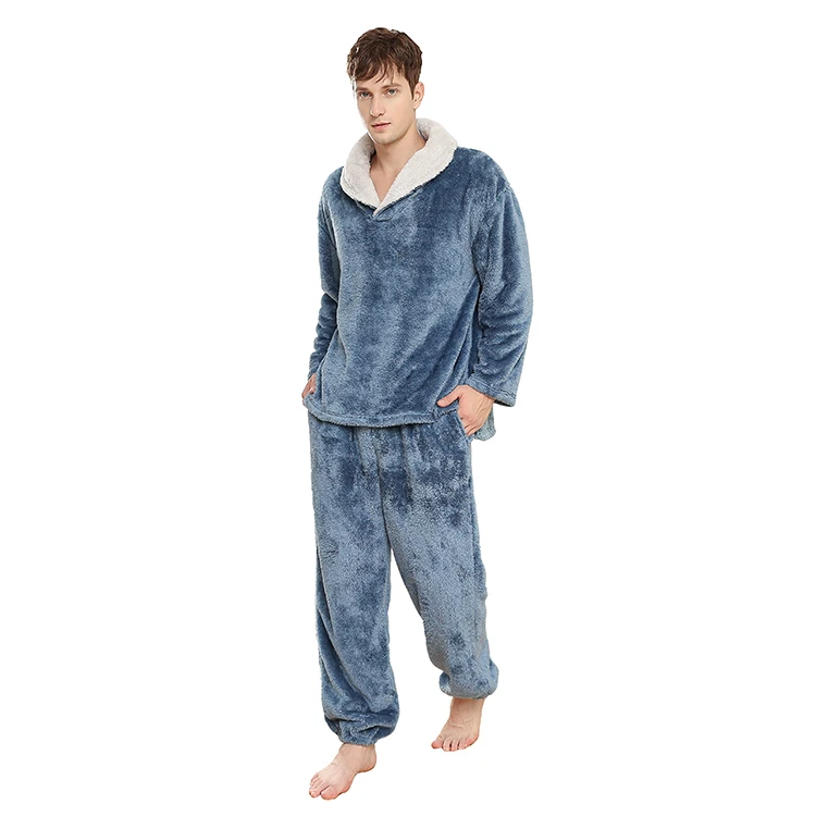 Factory Custom Design Pyjama Men Pajamas Thick Winter Fleece Pajama