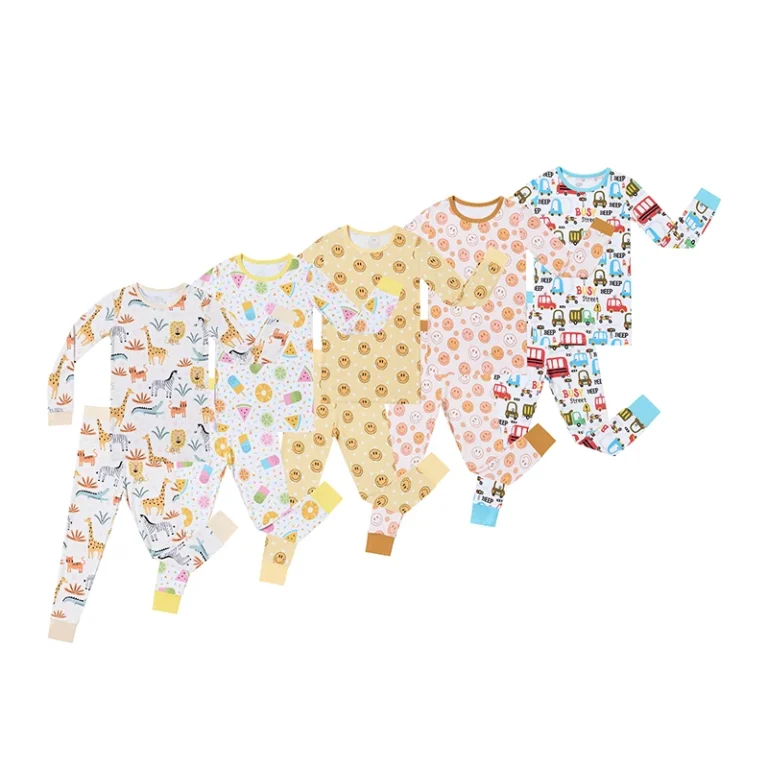 Factory-Custom-High-Quality-2-Pieces-Baby-Pajamas-Set-Bamboo-Viscose-Kids-Pajamas-Set